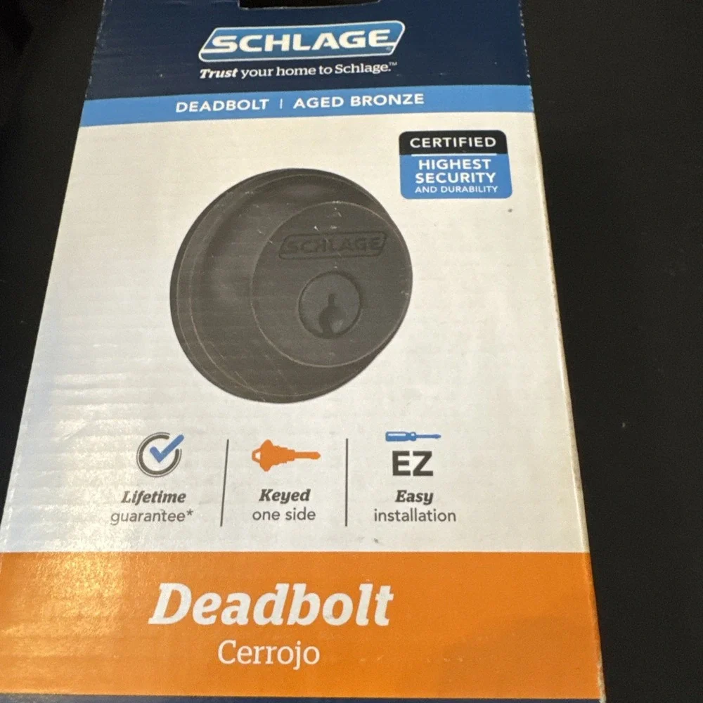 Schlage Single-Cylinder Deadbolt Lock Aged Bronze B60N‎ G 716